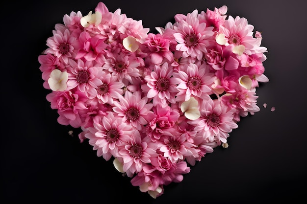 Flores cor de rosa florescendo em forma de coração, representando amor e apoio ao sobrevivente do câncer