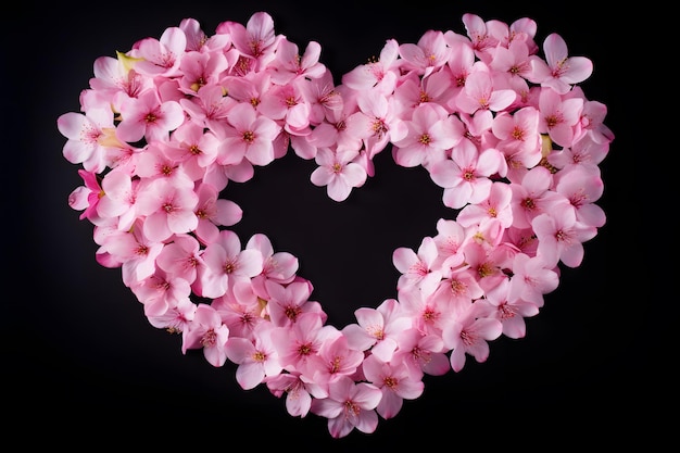 Flores cor de rosa florescendo em forma de coração, representando amor e apoio ao sobrevivente do câncer