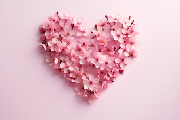 Flores cor-de-rosa florescendo em forma de coração, representando amor e apoio ao sobrevivente do câncer