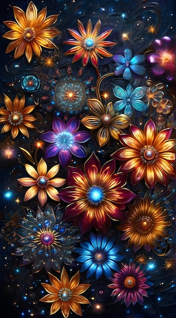 Foto flores cósmicas coloridas que son muy detalladas hermosas y brillantes