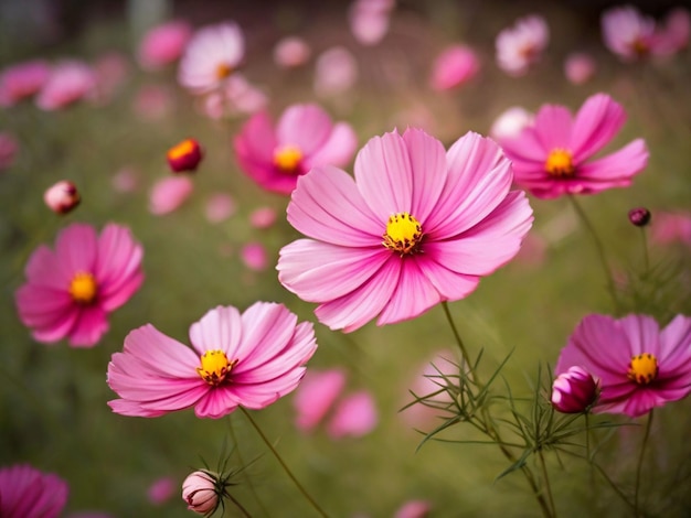 Las flores del cosmos hermosas en el jardín