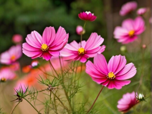 Las flores del cosmos hermosas en el jardín