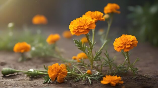 flores creciendo en una losa de piedra con un fondo verde