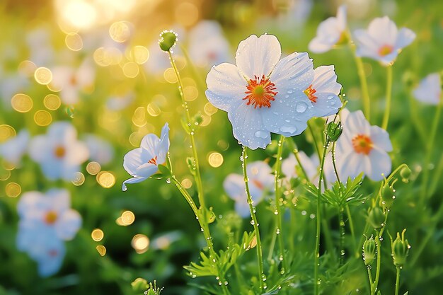 flores da primavera em um jardim gerado por IA