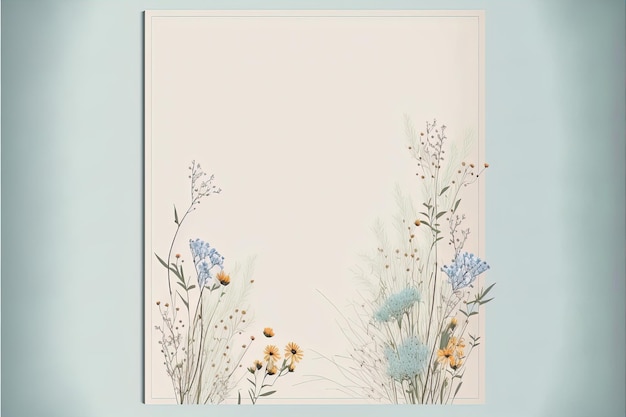 Flores de aquarela de prado abstrato com gota de tinta