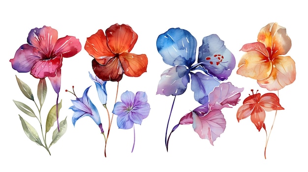 Foto flores de aquarela sazonais isoladas