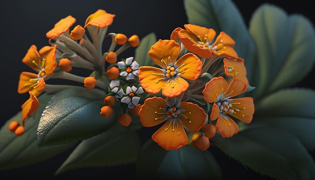 Flores de árvore crossandra de marmelada de laranja Criado por Midjourney