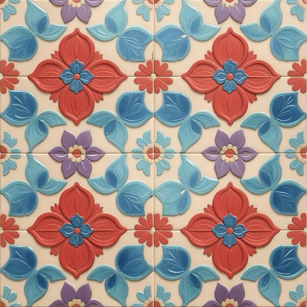 flores de azulejos