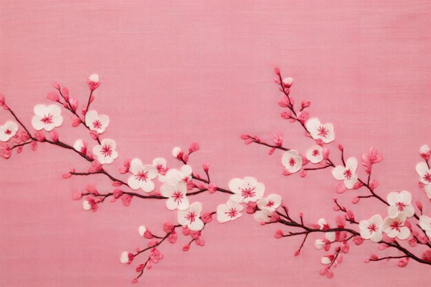 Flores de cerejeira em um fundo rosa