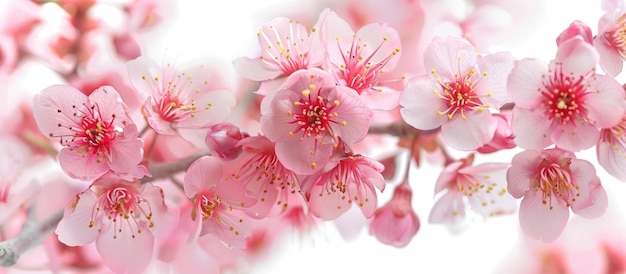 Flores de cerejeira flores de sakura em frente a um fundo branco