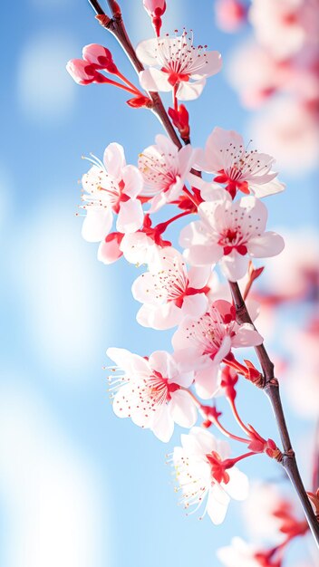 Foto flores de cerejeira na primavera contra o céu azul claro