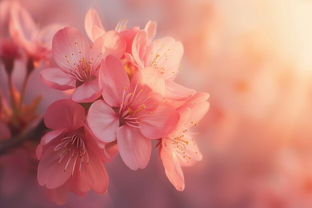Flores de cerejeira rosa claro na primavera