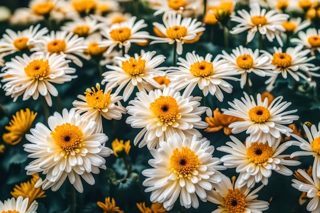 Flores de crisântemo floresceram no jardim realista