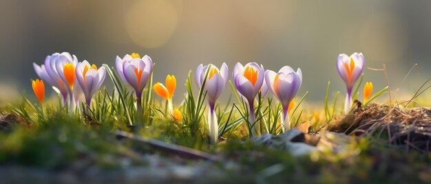 Foto flores de crocus de primavera