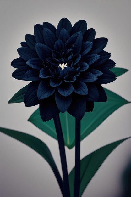 flores de dahlia azul escuro e lírio preto à luz da lua