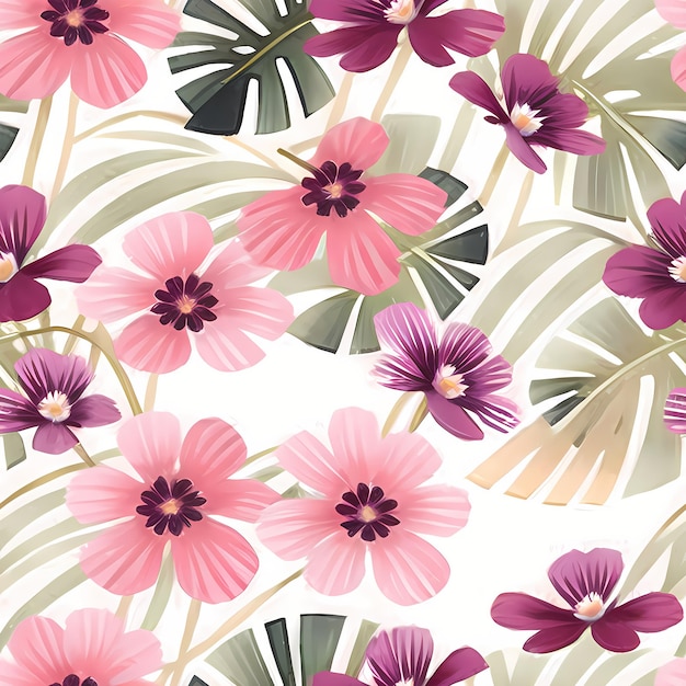 Flores de design de padrão de repetição sem costura floral para impressão de tecido de design têxtil IA generativa