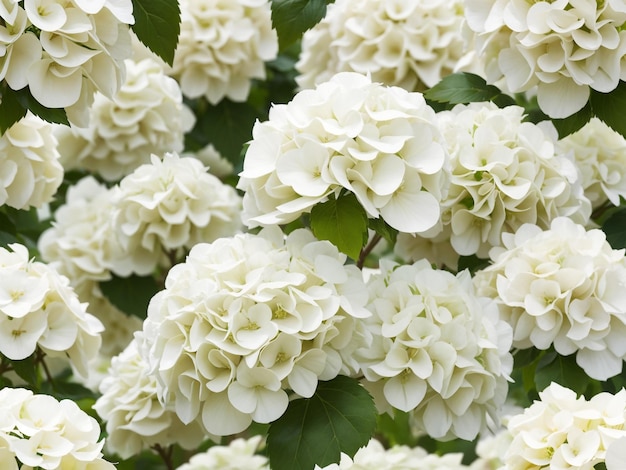 Flores de hortênsia brancas estéticas elegantes em plena floração