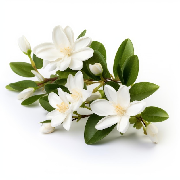 Foto flores de jasmim reais em fundo branco flores bonitas e perfumadas