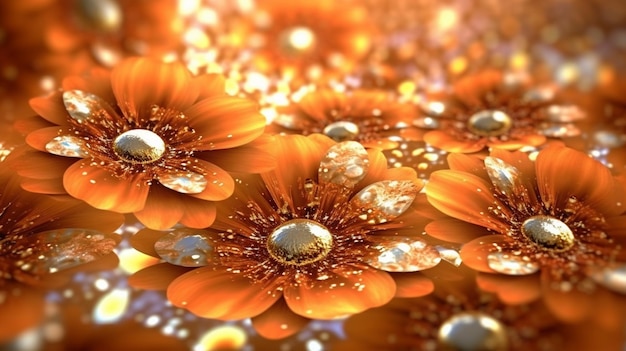 Flores de laranja com uma gota de água no fundo
