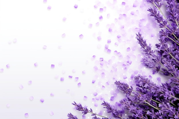 flores de lavanda em branco com espaço de cópia