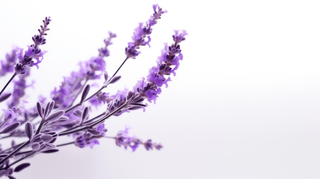 Flores de lavanda em fundo branco