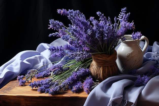 Flores de lavanda em linho