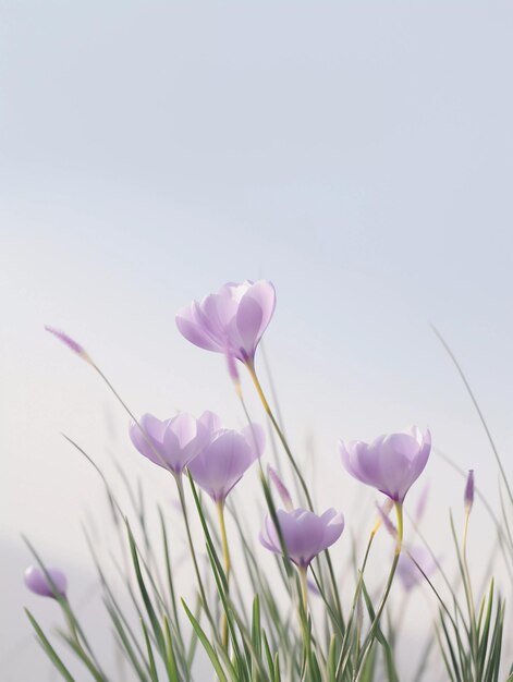 Flores de lila em um fundo de céu desfocado Ai fotografia generativa suave em tons pastel com copyspace perfeita para capa de cartaz ou publicidade sazonal