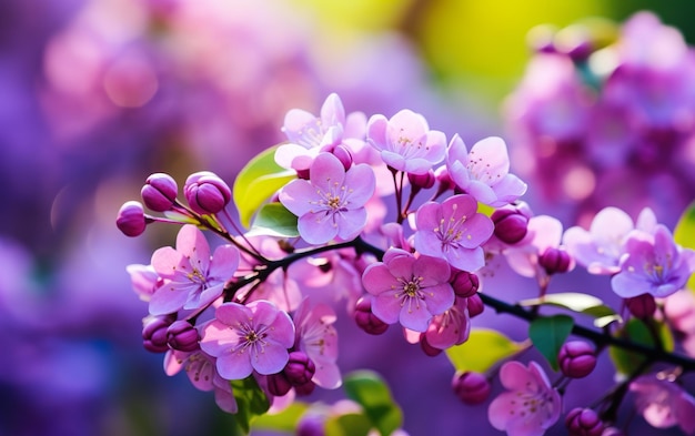 Flores de lilas roxas florescem no fundo do jardim da primavera