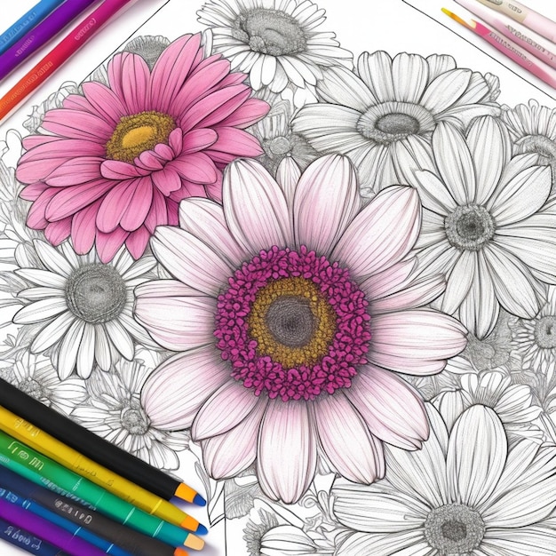 Foto flores de livros para colorir