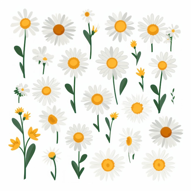 Flores de margarida caprichosas para logotipo e web design
