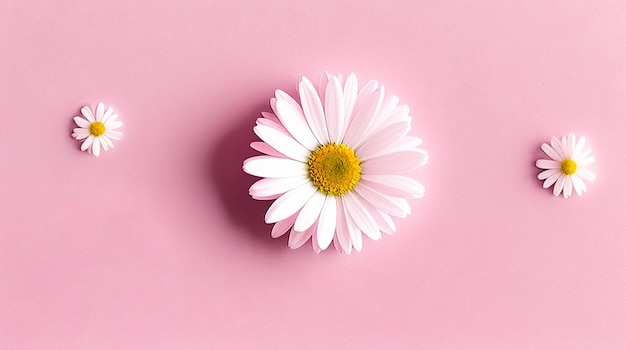 Flores de margarida com fundo de papel azul claro bom para criação de conteúdo digital multimídia fundo artístico