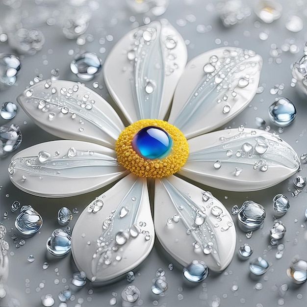 Foto flores de margarida de primavera e verão com gotas de água