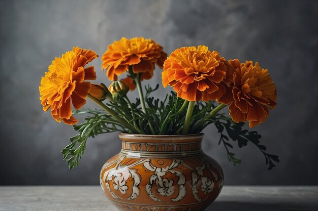 Flores de margarida num vaso de cerâmica