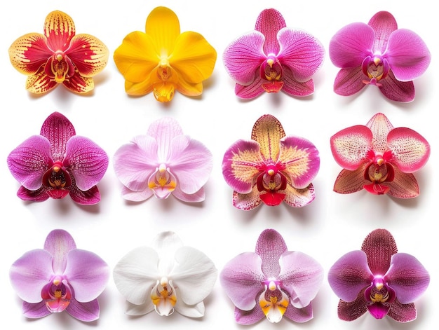 Foto flores de orquídea sobre um fundo branco