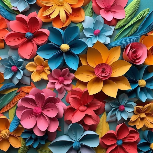 Flores de papel 3D cores vibrantes