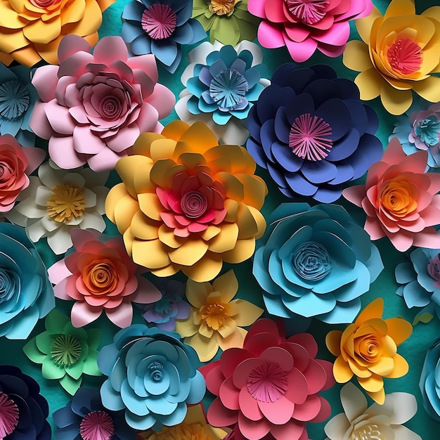 Flores de papel 3D cores vibrantes