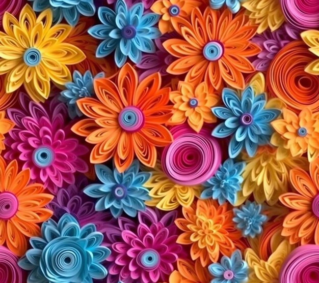 flores de papel coloridas estão dispostas em uma grande pilha ai generativa