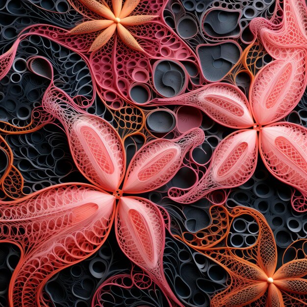 Foto flores de papel ecológicas mundos subaquáticos intrincados com padrões de renda
