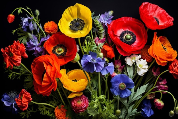 Flores de papoula com foco suave e profundidade de campo rasa para um efeito de sonho