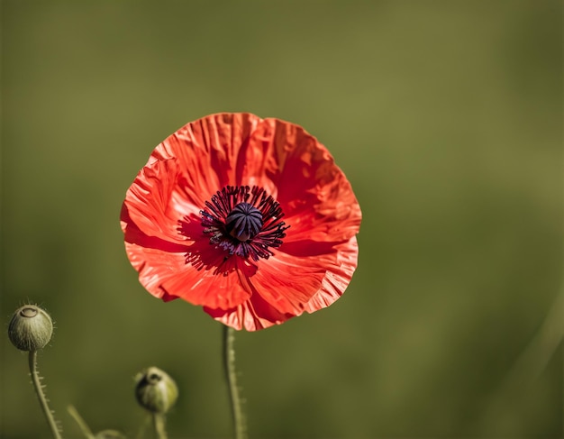 Flores de papoula de cor vermelha em um campo de natureza de verão