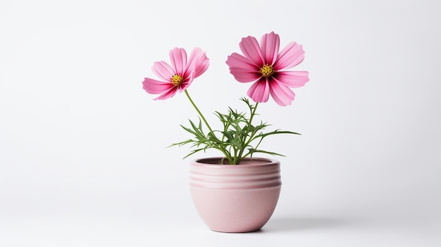 Flores de papoula vermelhas em vaso minimalista em fundo branco