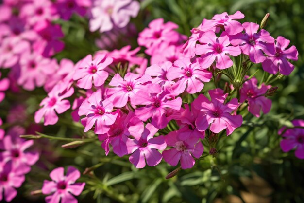 Flores de phlox rosa na luz solar natural conceito de jardim botânico e primavera