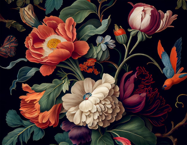 Flores de pintura de ilustração artística