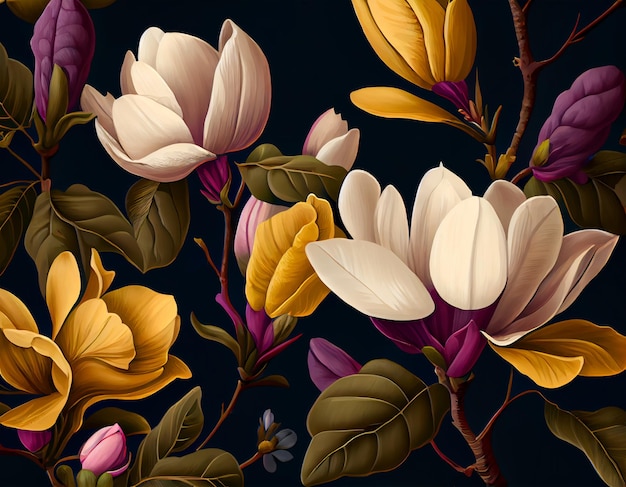 Flores de pintura de ilustração artística