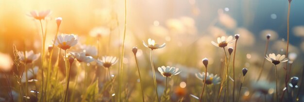 Flores de primavera com gotas de orvalho