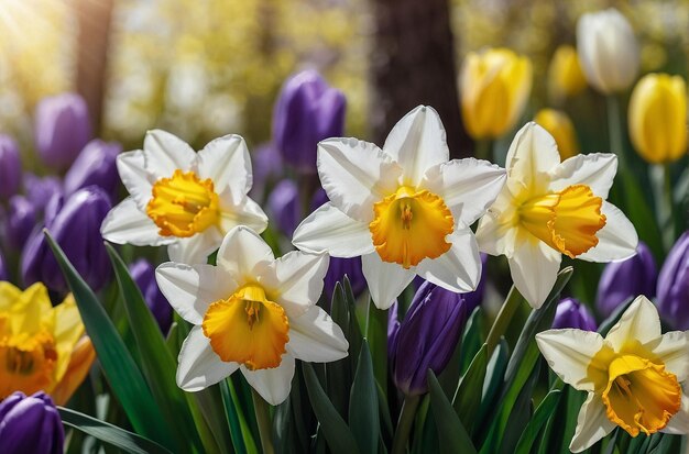 Foto flores de primavera, como os narcisos tul