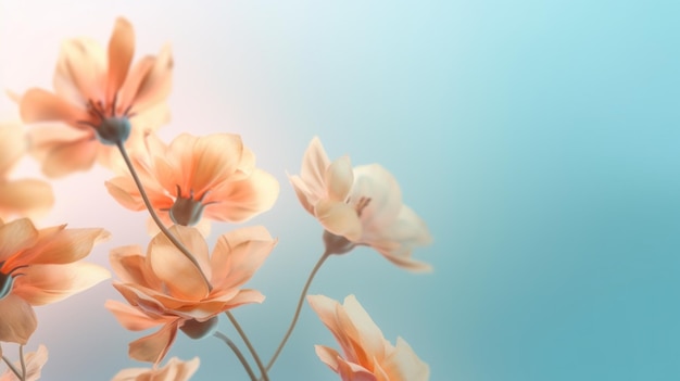 Flores de primavera em fundo pastel generativo ai