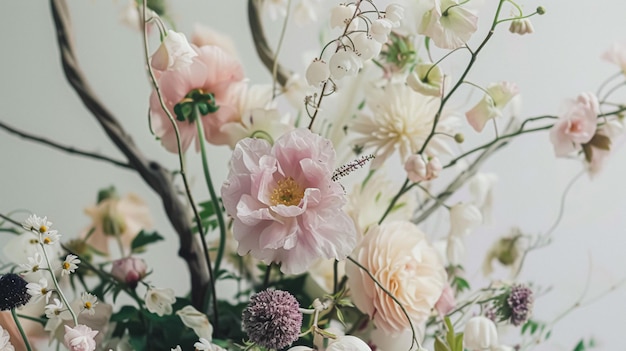 Foto flores de primavera em vaso vintage belo arranjo floral decoração de casa casamento e design de florista