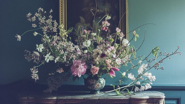 Flores de primavera em vaso vintage belo arranjo floral decoração de casa casamento e design de florista