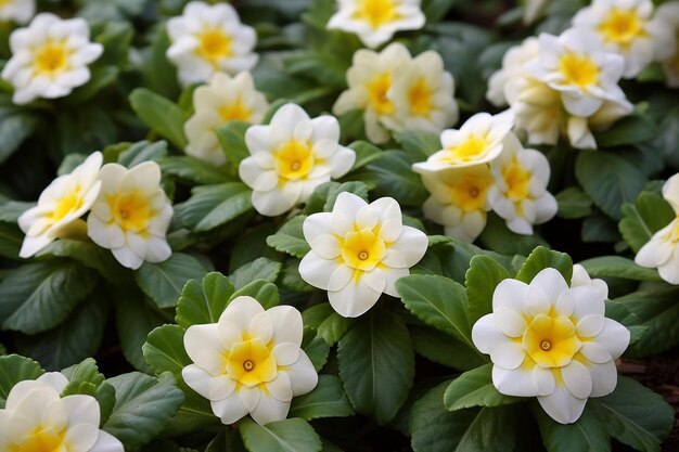 Foto flores de primrose dispostas em uma tesselação geométrica